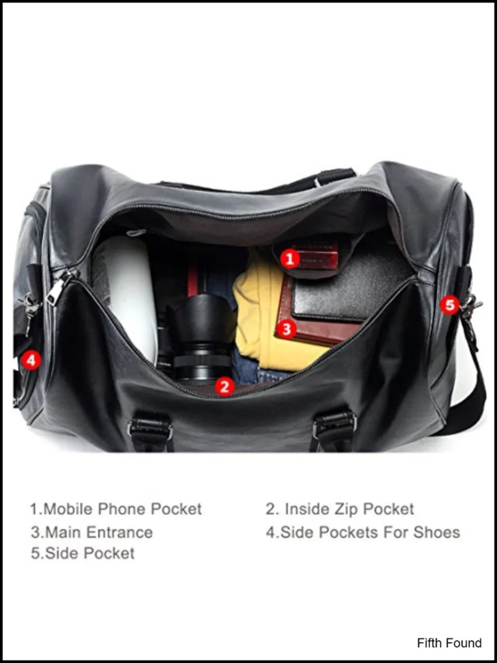 Leather Travel Duffel Bag with Shoe Pouch Waterproof Weekender